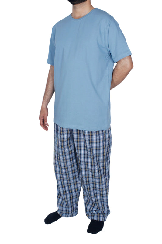 بيجامة رجالي - تيشيرت قطن مع بنطلون قماش