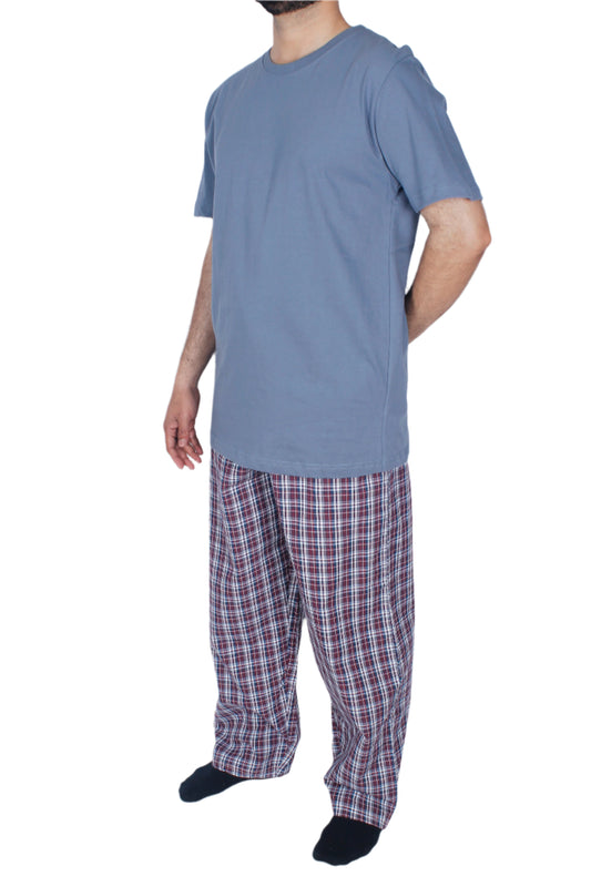 بيجامة رجالي - تيشيرت قطن مع بنطلون قماش