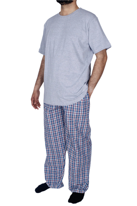 بيجامة رجالي - تيشيرت قطن مع بنطلون قماش