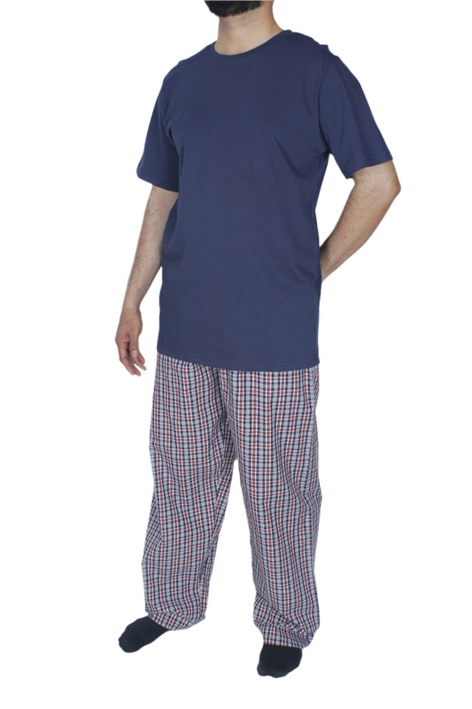 بيجامة رجالي - تيشيرت قطن مع بنطلون قماش