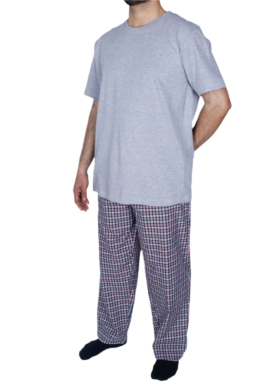 بيجامة رجالي - تيشيرت قطن مع بنطلون قماش