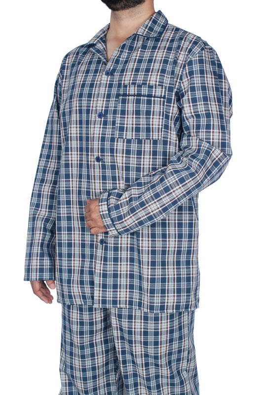 بيجامة رجالي صيفية كم طويل - قطن