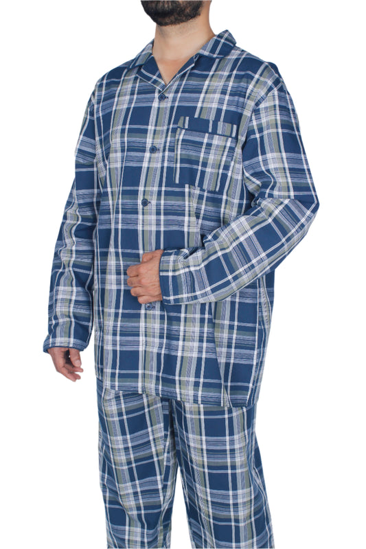 بيجامة رجالي صيفية كم طويل - قطن