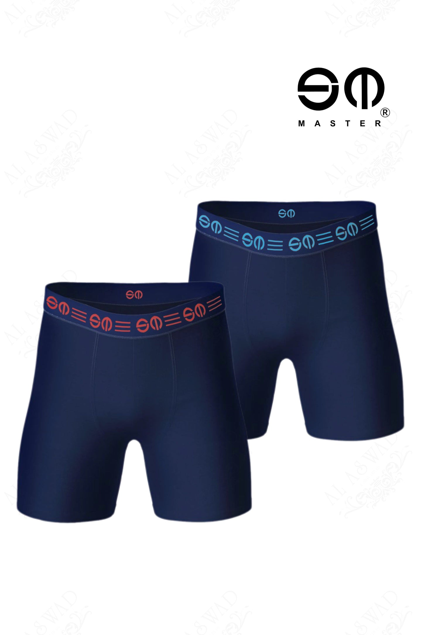 بوكسر قطن ليكرا قطعتين - كحلي