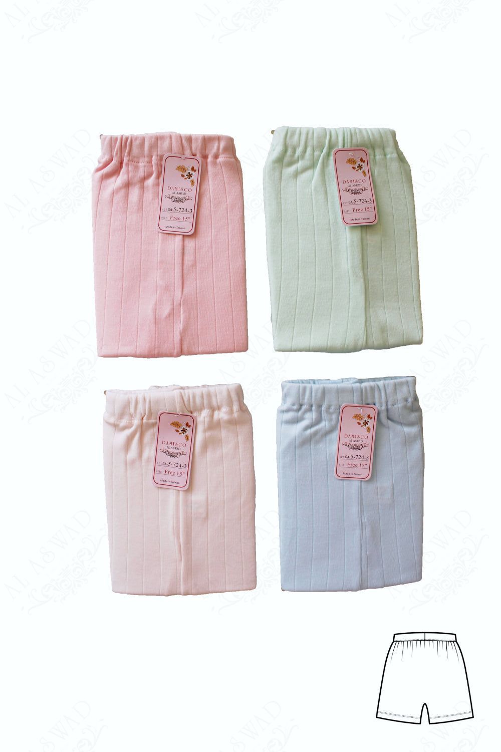 شورت داخلي بناتي 10 - 15 سنة - 4 قطع - Taiwan