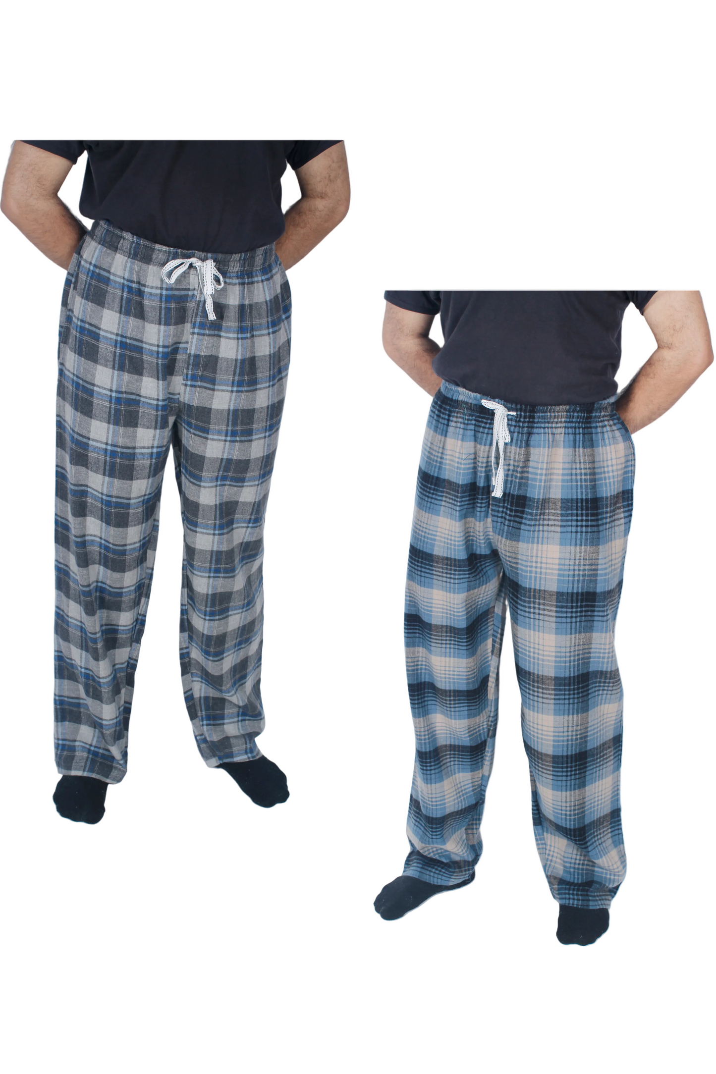 بنطلون بيجامة رجالي - قطعتين خام شتوي