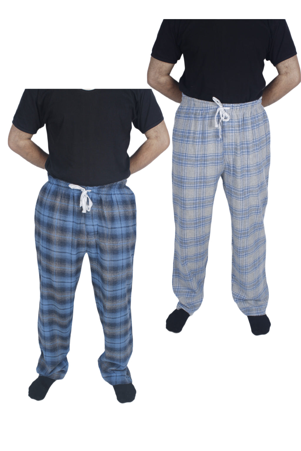 بنطلون بيجامة رجالي - قطعتين خام شتوي
