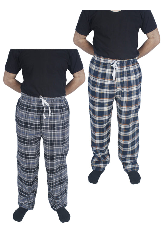بنطلون بيجامة رجالي - قطعتين خام شتوي