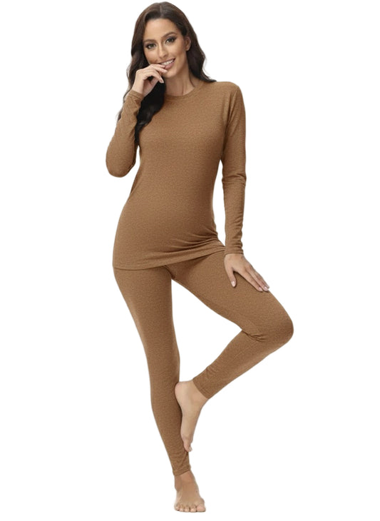 طقم داخلي نسائي شتوي - بيج
