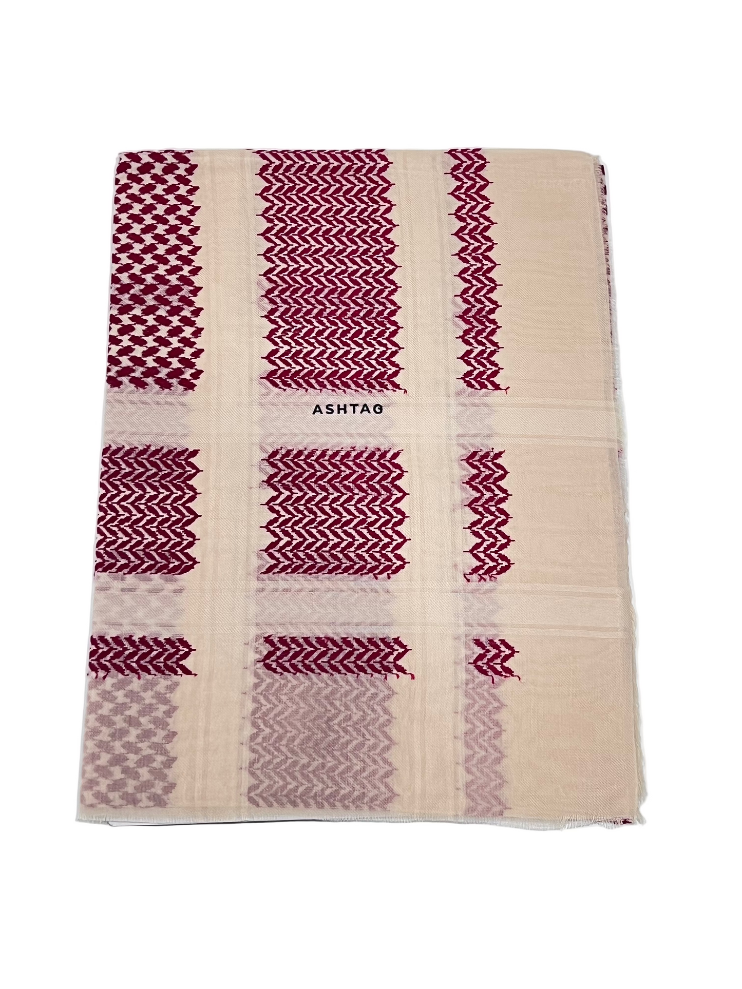 شال صوف - بيج - بنقشة الشماغ