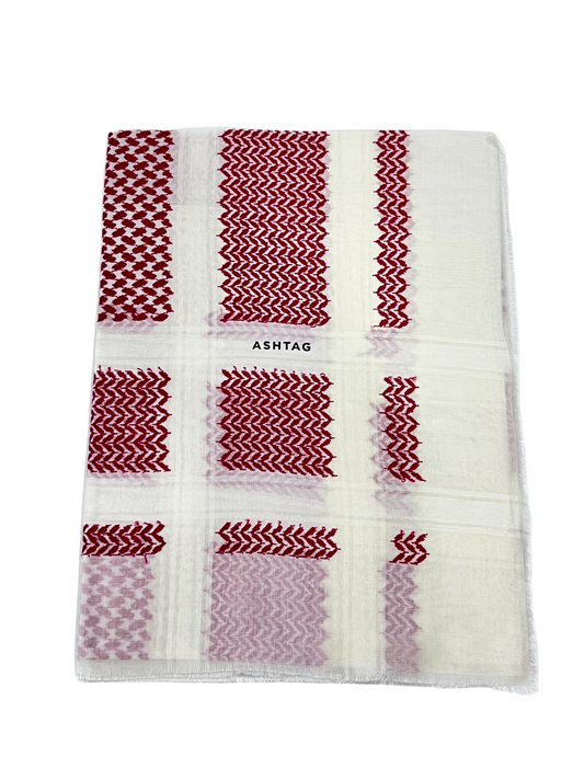 شال صوف - سكري - بنقشة الشماغ