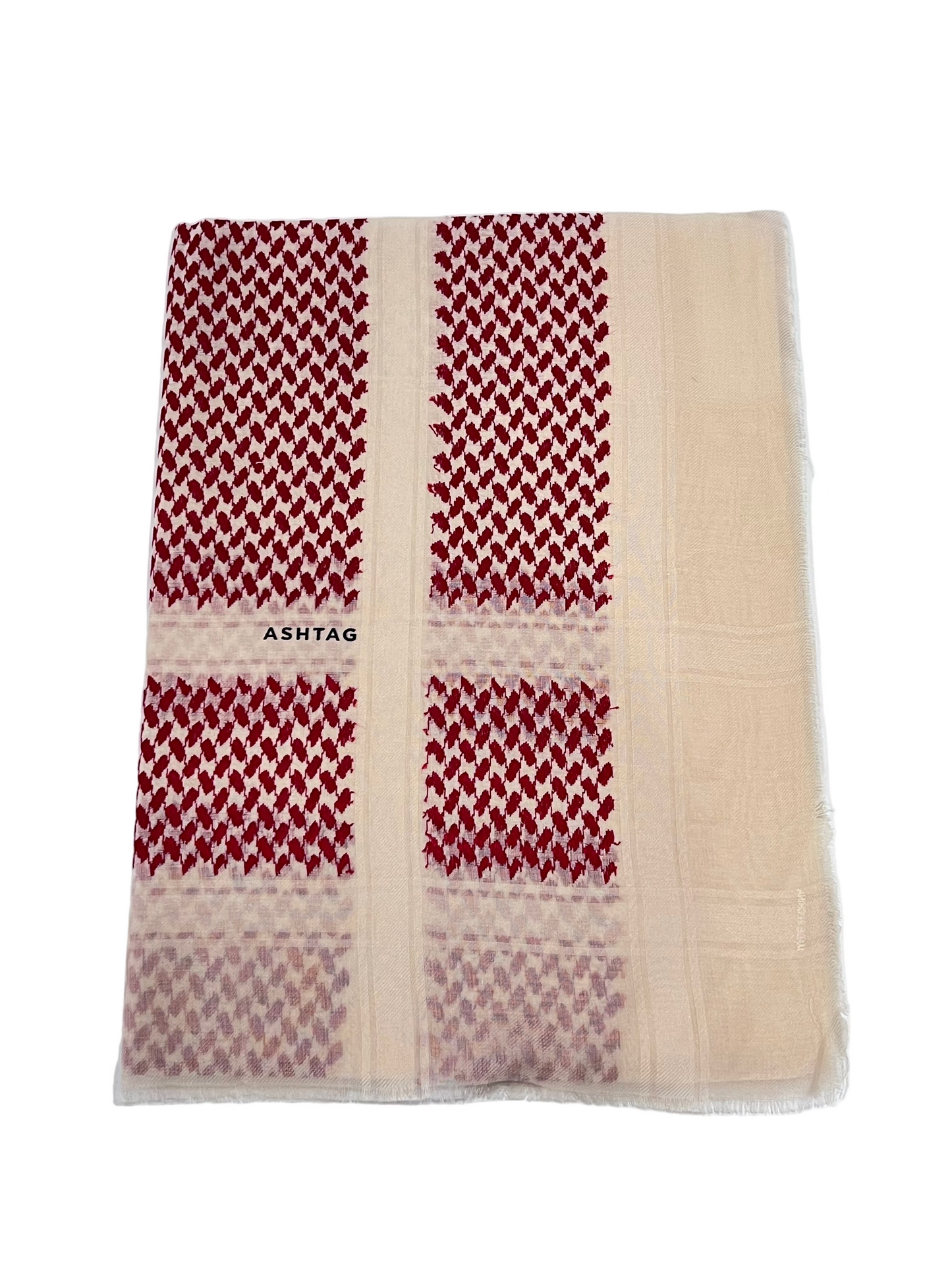 شال صوف - بيج - بنقشة الشماغ