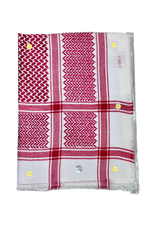 شال صوف - سكري فاتح - بنقشة الشماغ