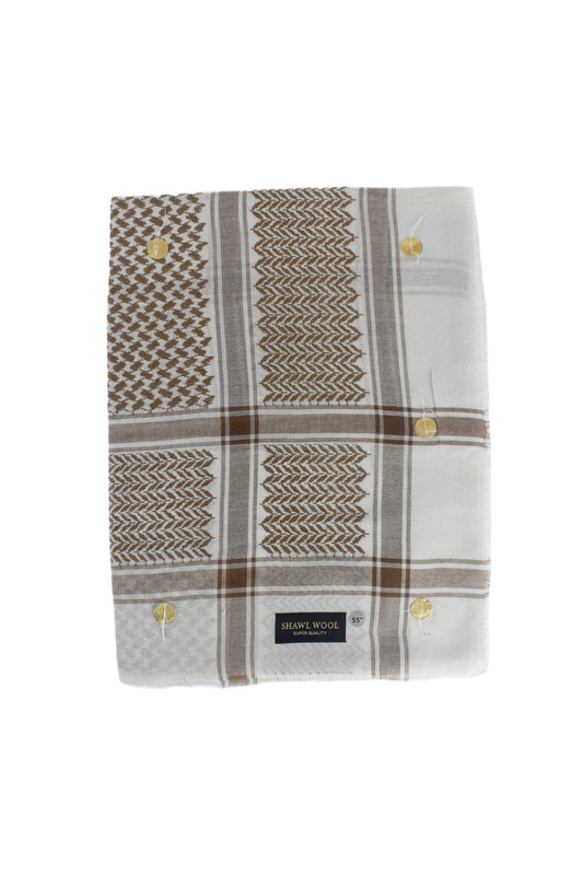 شال صوف - بني- بنقشة الشماغ