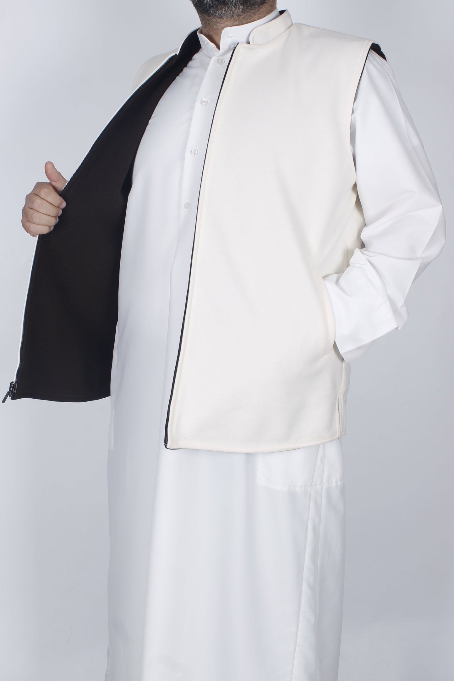 سديري جوخ لونين (بني غامق وسكري ) دبل فيس