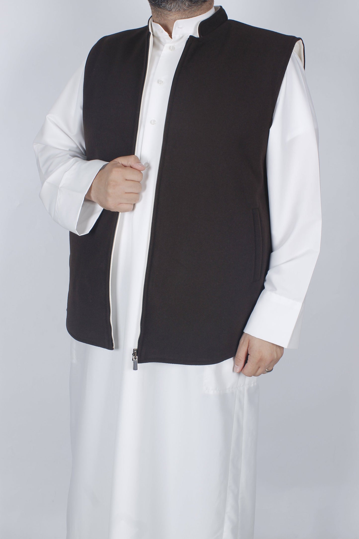 سديري جوخ لونين (بني غامق وسكري ) دبل فيس