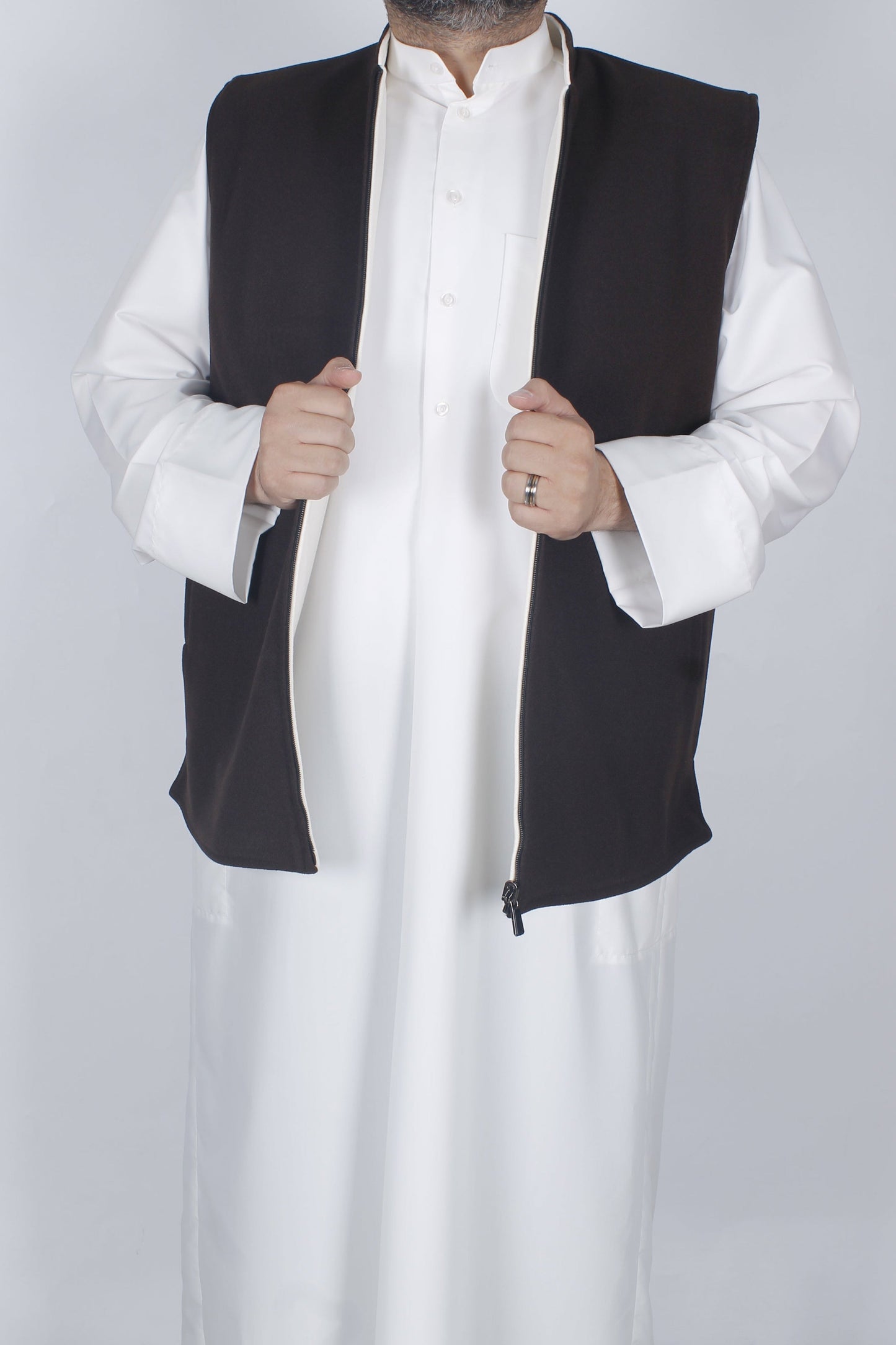 سديري جوخ لونين (بني غامق وسكري ) دبل فيس