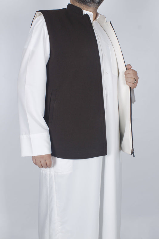 سديري جوخ لونين (بني غامق وسكري ) دبل فيس